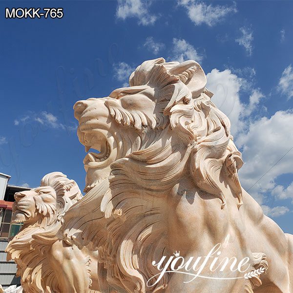 Outdoor Beige Marble Lion Yard Statues for Driveway SuppliersOutdoor Beige Marble Lion Yard Statues for Driveway Suppliers