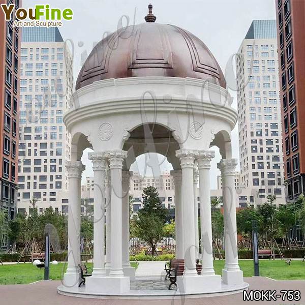 Outdoor Decoration Double Column Marble Gazebo China Factory MOKK-753