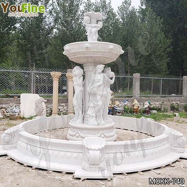 Outdoor Marble Woman Garden Fountain with Angel Manufacturer MOKK-740