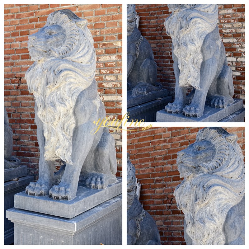 Stone Lion Garden Statues details