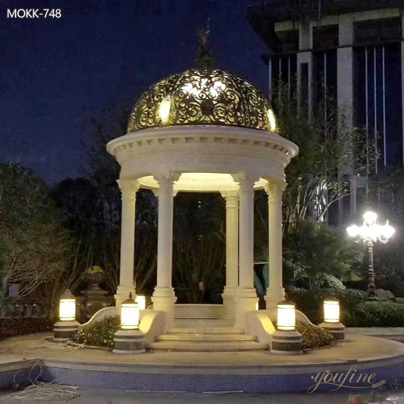 Vintage Style Marble Gazebo Outdoor Garden Decoration Supplier MOKK-748