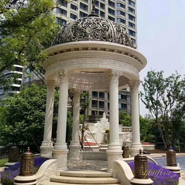 Vintage Style Marble Gazebo Outdoor Garden Decoration Supplier MOKK-748