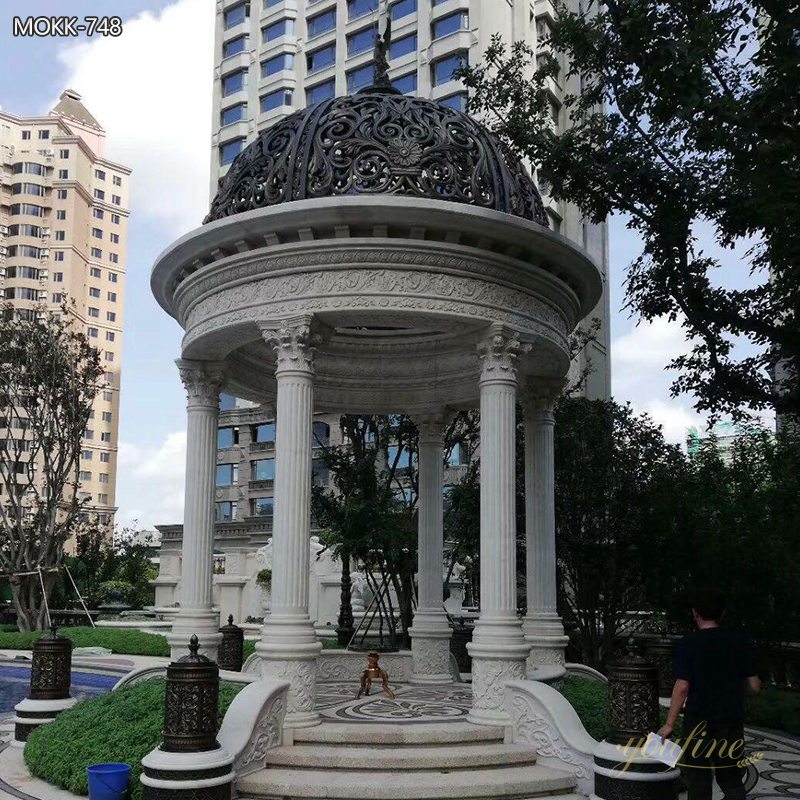Vintage Style Marble Gazebo Outdoor Garden Decoration Supplier MOKK-748
