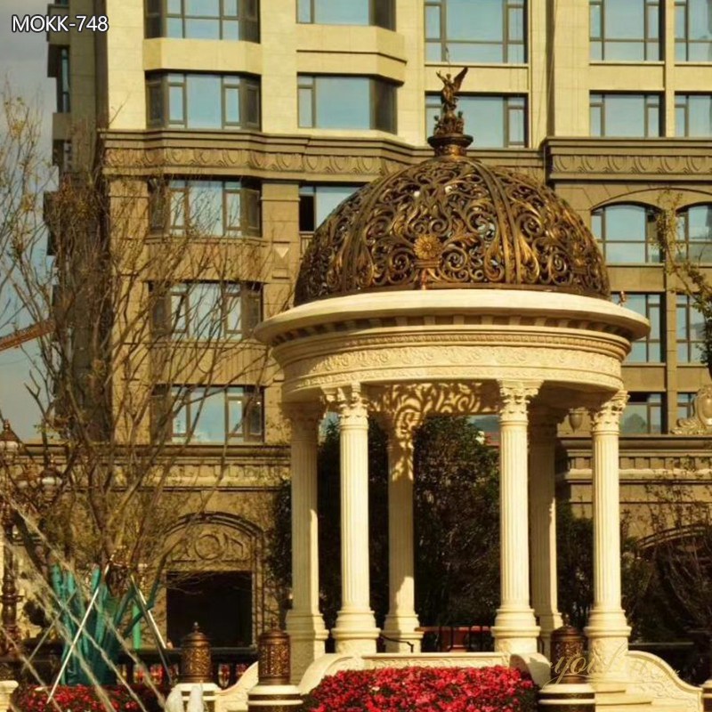 Vintage Style Marble Gazebo Outdoor Garden Decoration Supplier MOKK-748