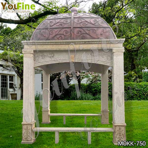 Antique Style Sandstone Gazebo with Metal Hat for Sale MOKK-750