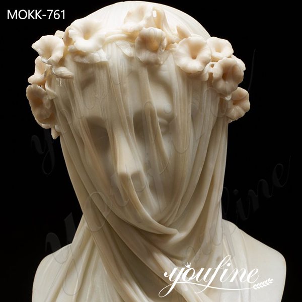 Natural White Marble Veiled Lady Bust Sculpture for Sale MOKK-761