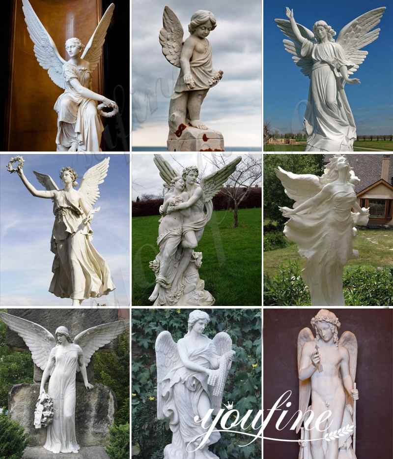 hand carved marble angel satues