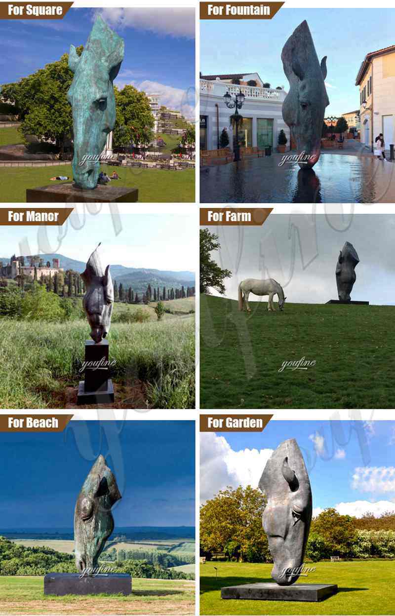 large bronze horse head sculpture