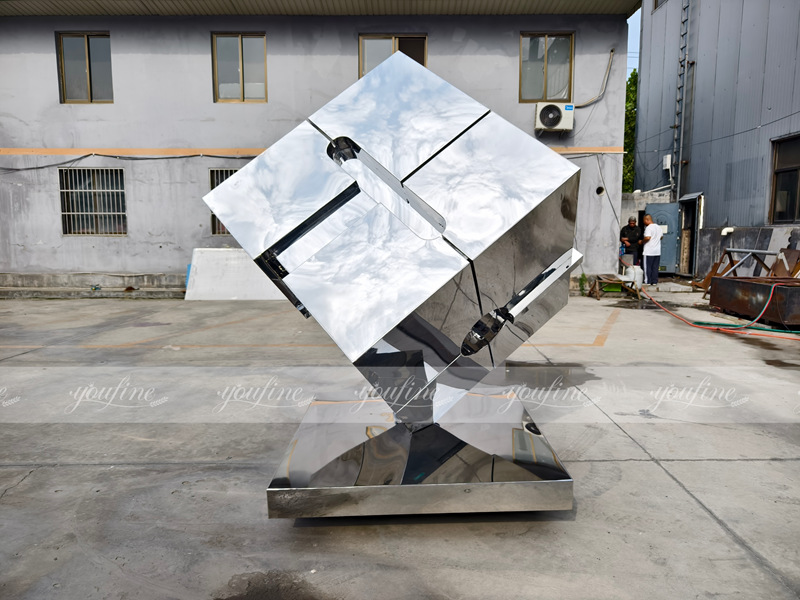 customized mirror cube sculpture