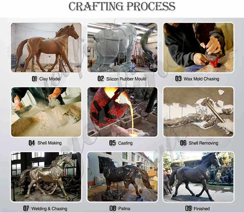 process of bronze horse rider statue