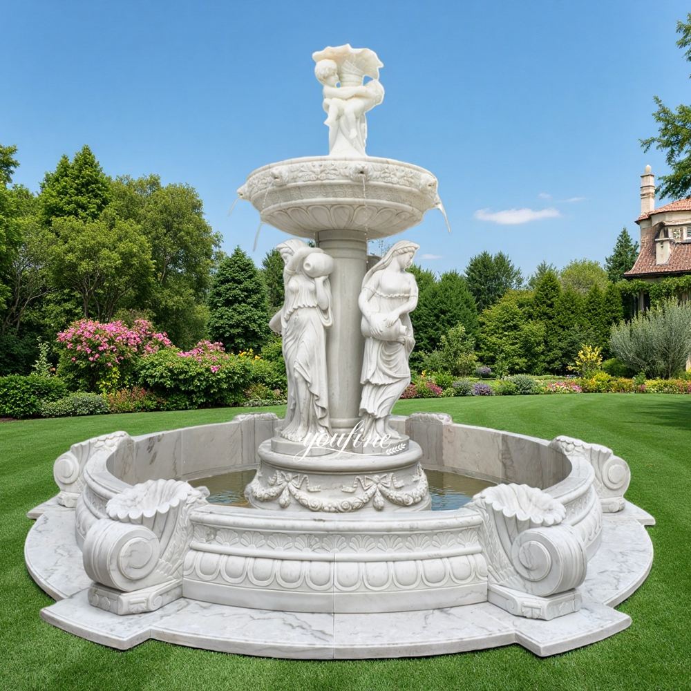 Marble Baby Statue with Woman Fountain MOKK-740