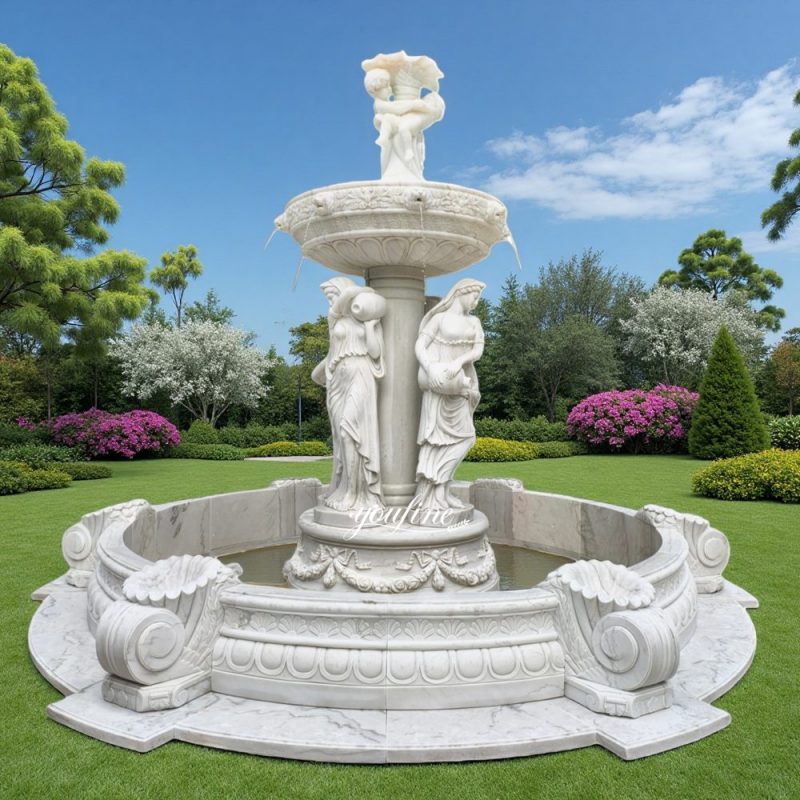 white Marble Woman garden Fountain