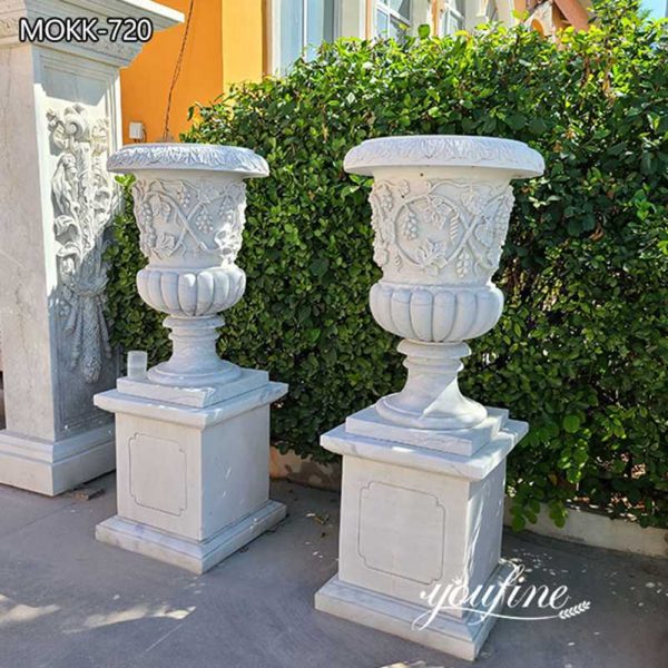 white marble flower pot