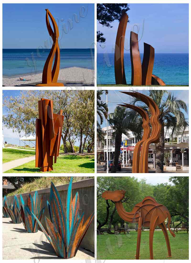 Abstract Rusty Corten Sculpture Garden Decor