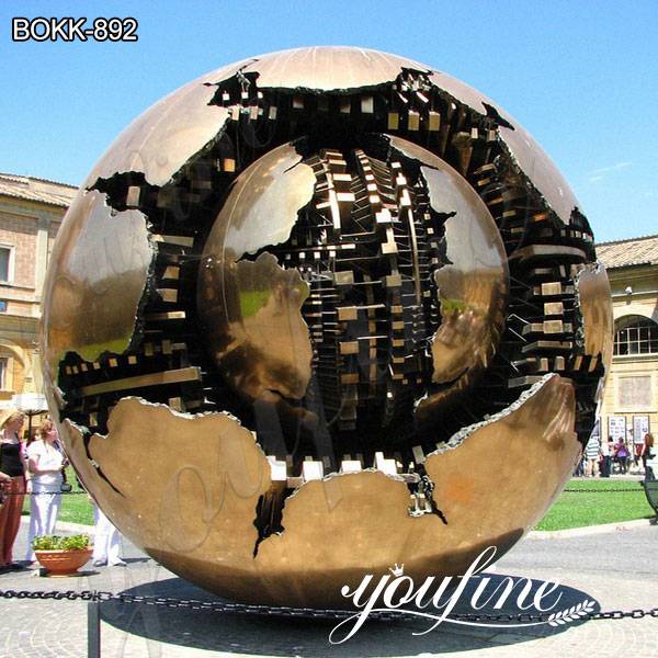 Large Stainless Steel Sphere within Sphere Sculpture by Arnaldo Pomodoro for Sale BOKK-892