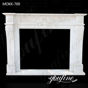 Classic Hand Carved Italian Marble Tile Fireplace Mantel Factory Supply