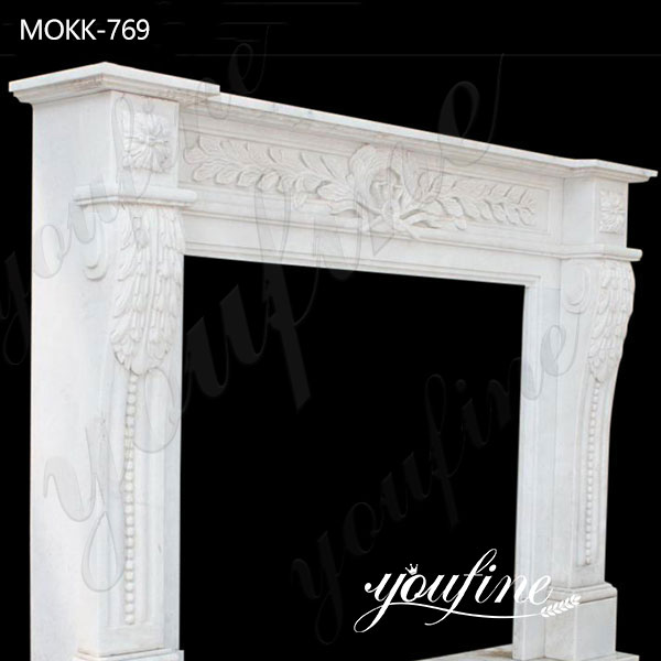 Classic Hand Carved Italian Marble Tile Fireplace Mantel