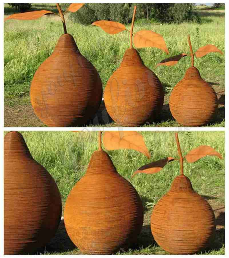 Corten Steel Pear Sculptures from Factory Supply