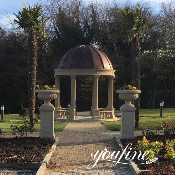 Feedback Large Beige Marble Gazebo Install in Ireland Client’s Outdoor Garden