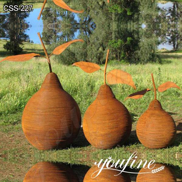 Garden Rusty Corten Steel Pear Sculptures