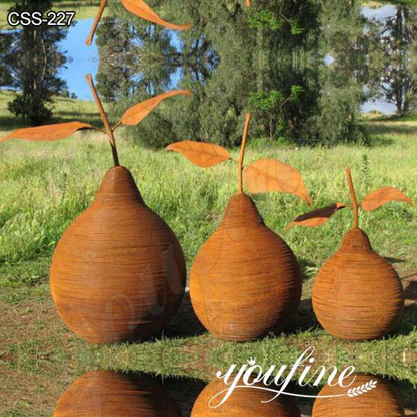 Garden Rusty Corten Steel Pear Sculptures from Factory Supply