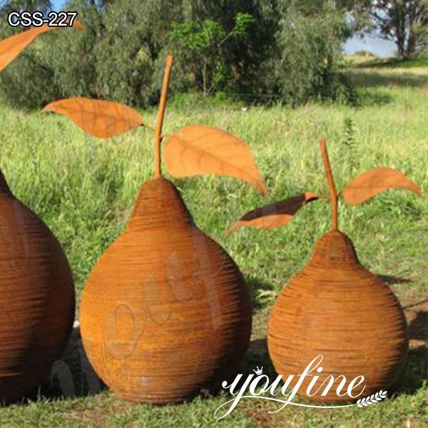 Garden Rusty Corten Steel Pear Sculptures