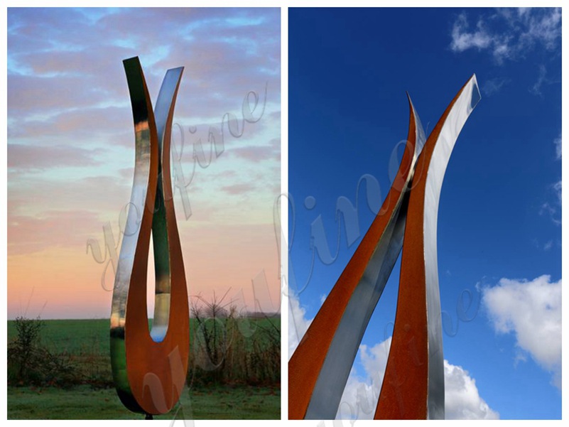 Garden Stainless Steel and Corten Tulip Sculpture