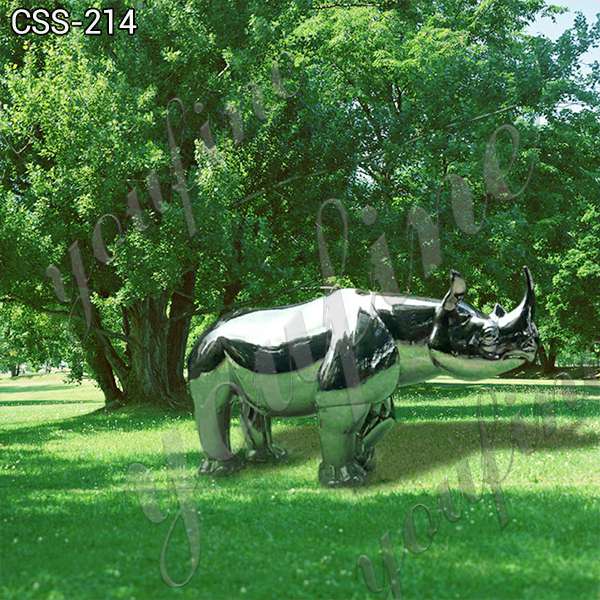 Large Mirror Polished Stainless Steel Rhinoceros Sculpture for Sale for Sale