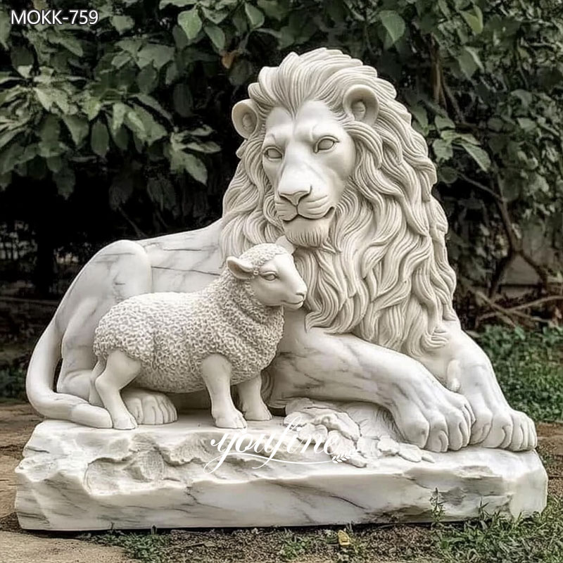 Marble Lion and lamb Statue