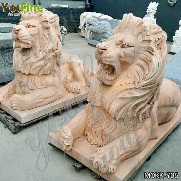 Marble Animal Lion Statues for Porch Decor