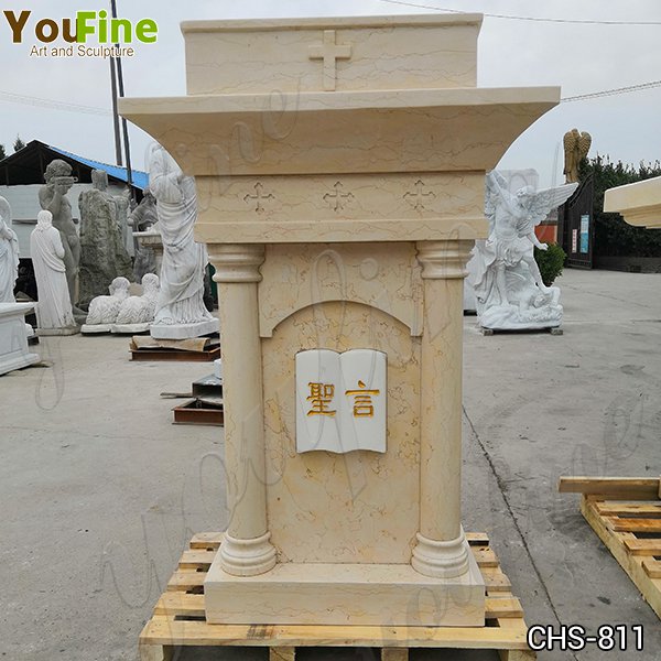 Religious Life Size Natural Beige Marble Church Pulpit for Sale