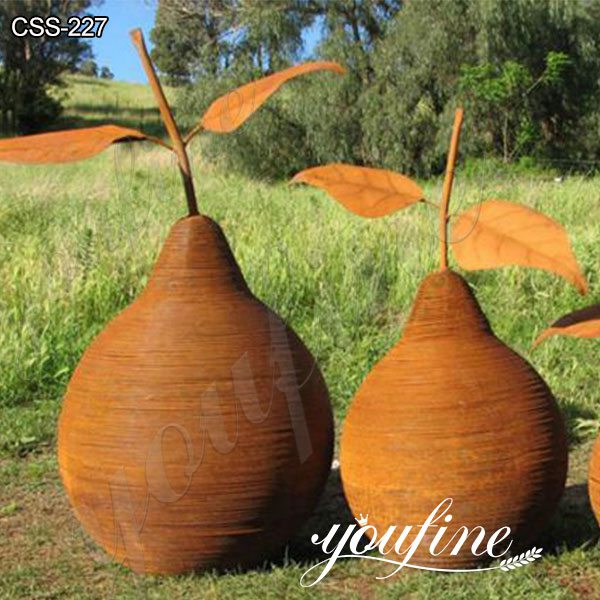 Rusty Corten Steel Pear Sculptures