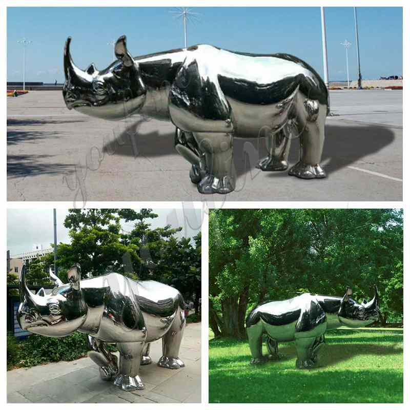 Stainless Steel Rhinoceros Sculpture
