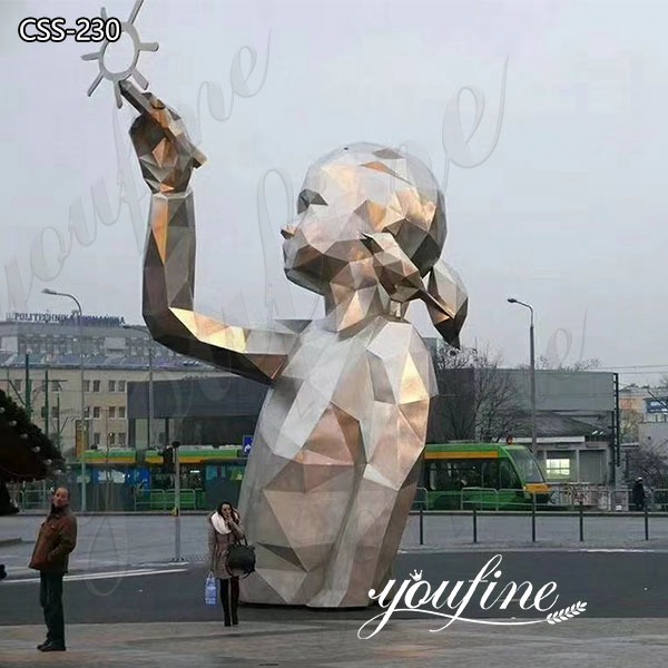 Outdoor Large Modern Stainless Steel Girl Sculpture