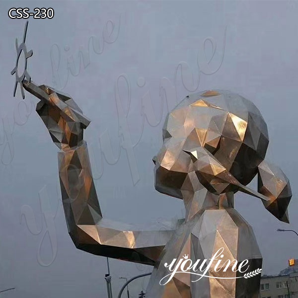 Urban Large Modern Stainless Steel Girl Sculpture