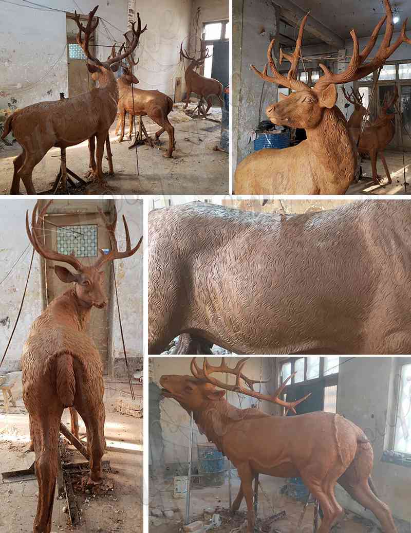 clay model of bronze deer statue