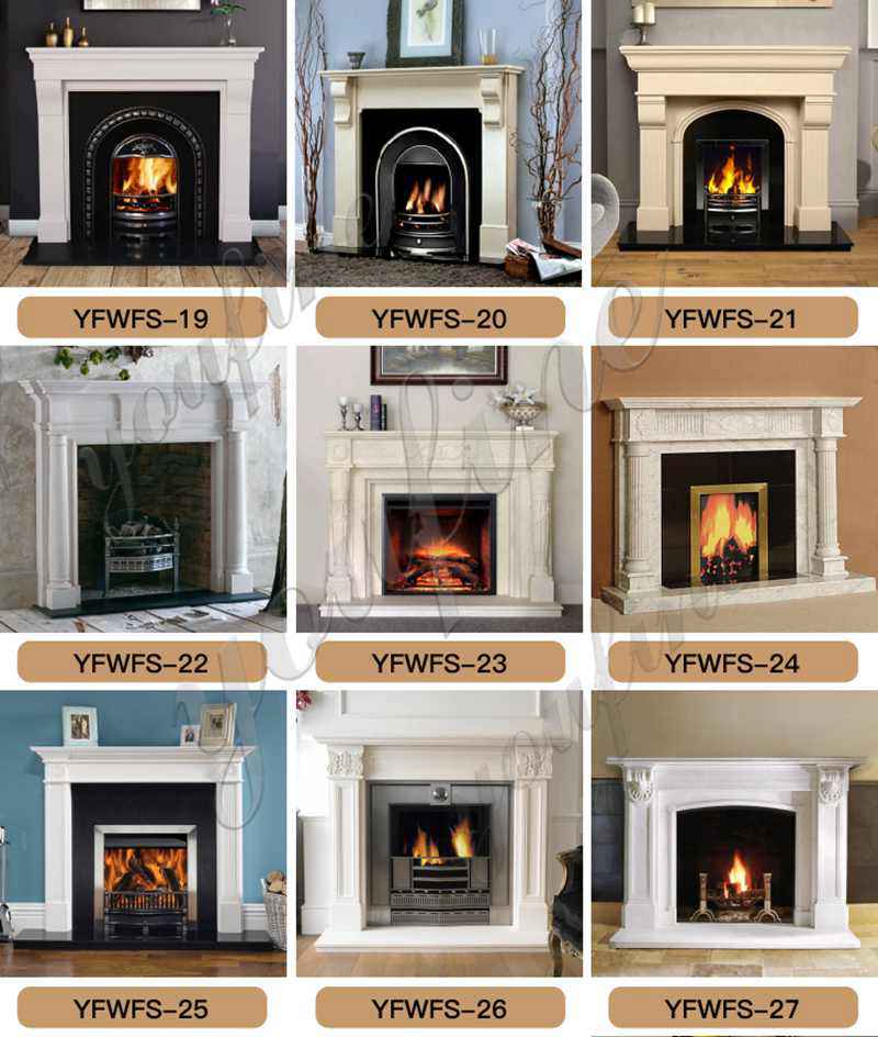 marble tile fireplace surround