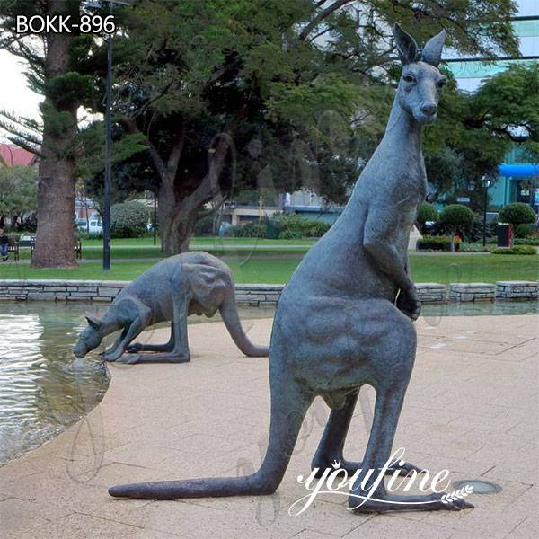 Outdoor Bronze Standing kangaroo Sculpture Garden Decor for Sale BOKK-896