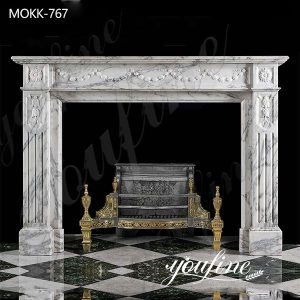 French Natural White Marble Fireplace Surround for Sale
