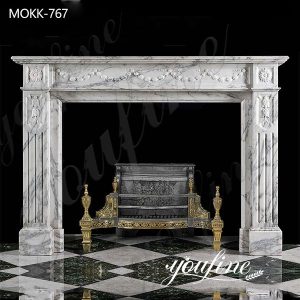 French Natural Grey Marble Fireplace Surround