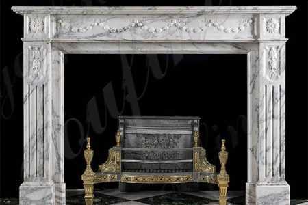 French Natural White Marble Fireplace Surround for Sale MOKK-767