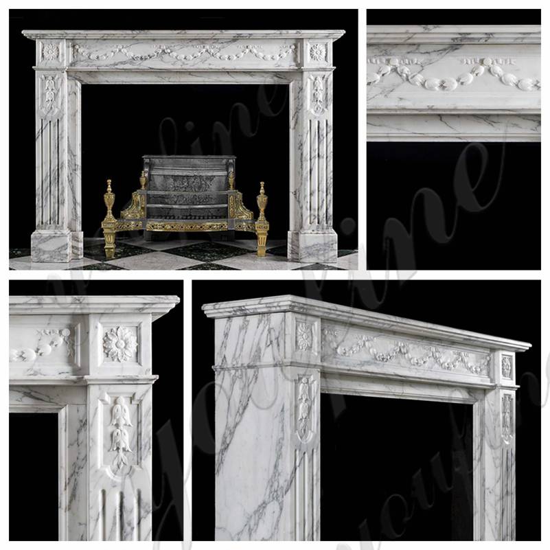 French White Marble Fireplace Surround for Sale