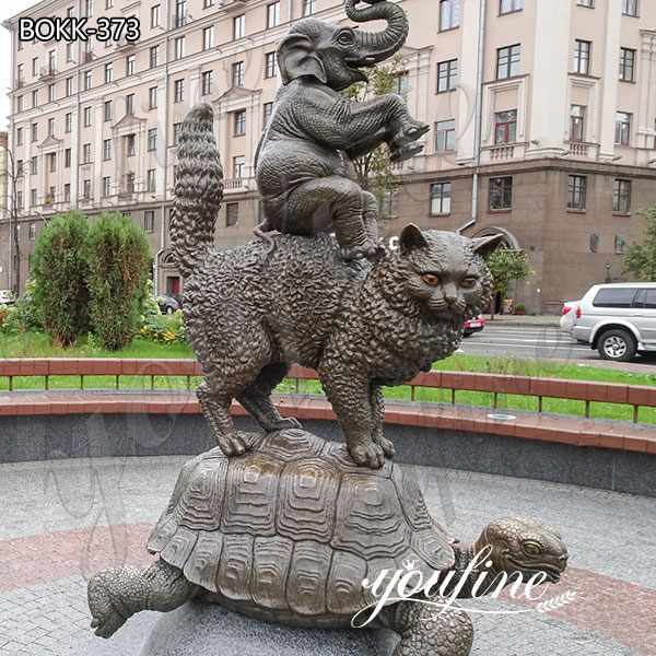 Garden Bronze Animal Sculptures Tortoise Cat Elephant for Sale