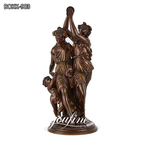 Greek Bronze Group Dancers by S. Loveque Life Size Bronze Statue