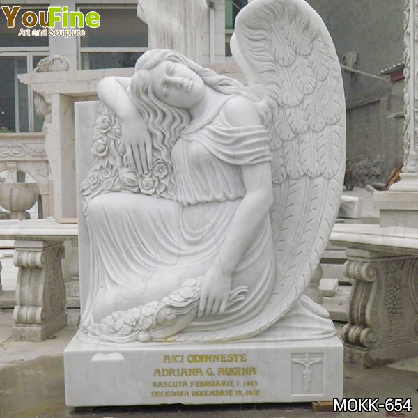 High Polished Marble Angel Statue Headstone for Grave MOKK-654