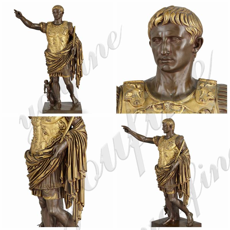 Large Augustus Caesar Bronze Sculpture by Barbedienne