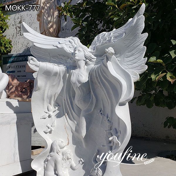 Life Size White Marble Angel Statues for Garden Decor