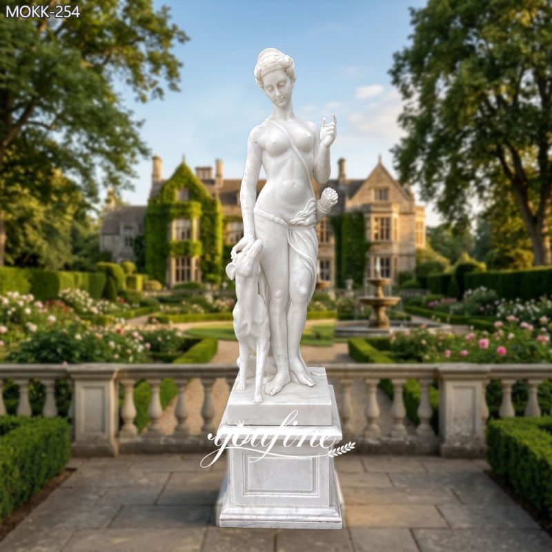 Marble Goddess Diana and dog Statue