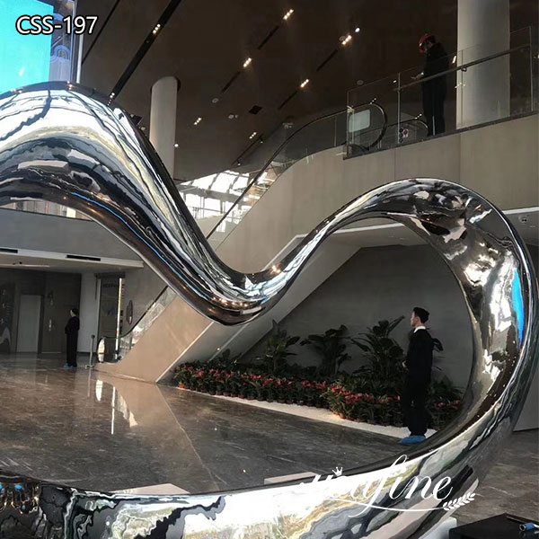 Modern Mirror Stainless Steel Ribbon Sculpture
