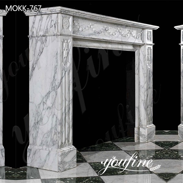 Natural White Marble Fireplace Surround for Sale